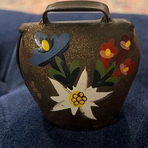 Vintage Swiss Hand Painted Cowbell from Montreux, Switzerland.